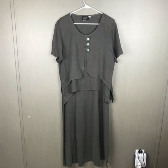 Wild Rose Green Two-Piece Sleeveless Maxi Dress & Short Sleeve Top Set Size XL - Picture 1 of 7